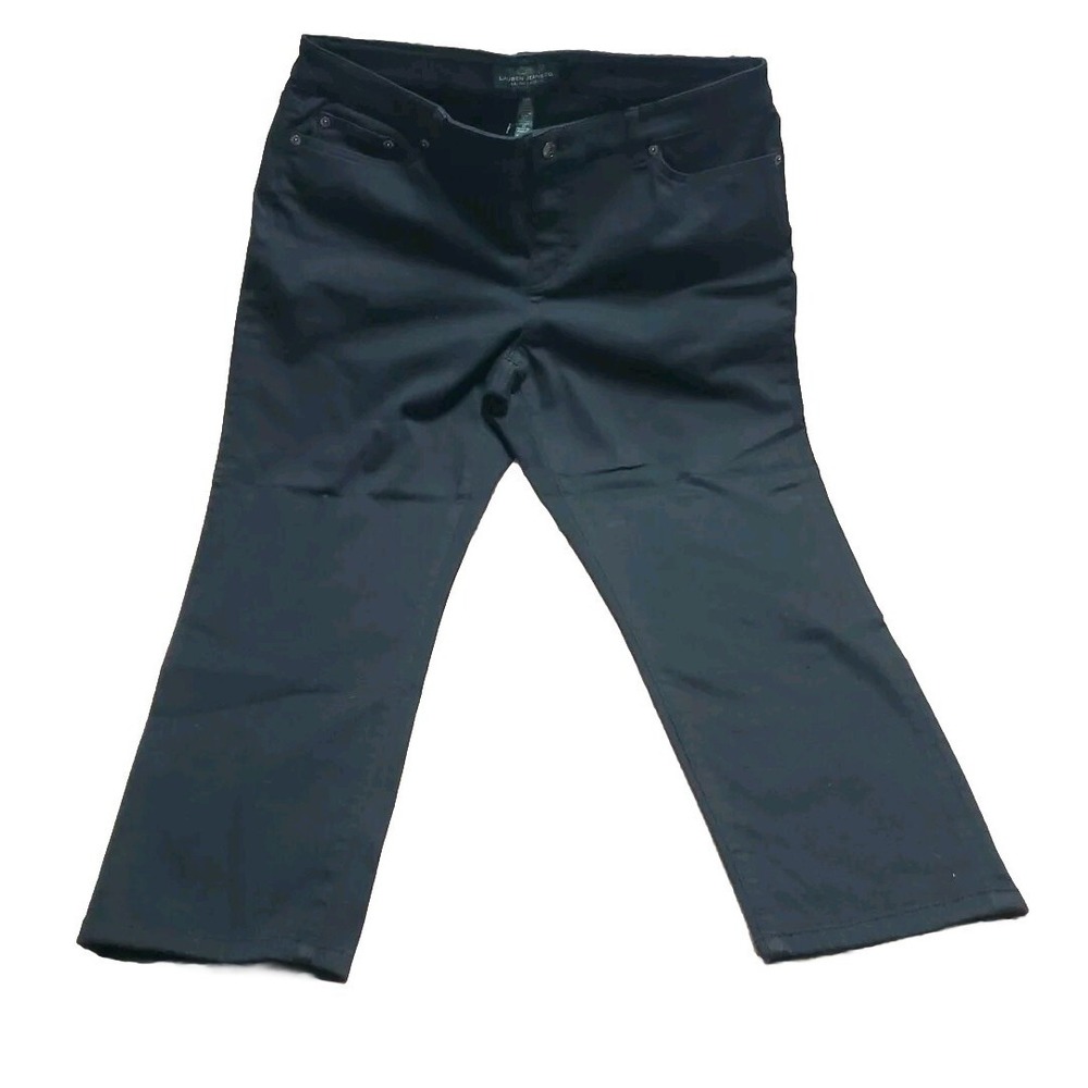 Lauren Ralph Lauren Capri Pants Womens Sz 14 Black Cotton Jeans 37Wx23L Mid Rise